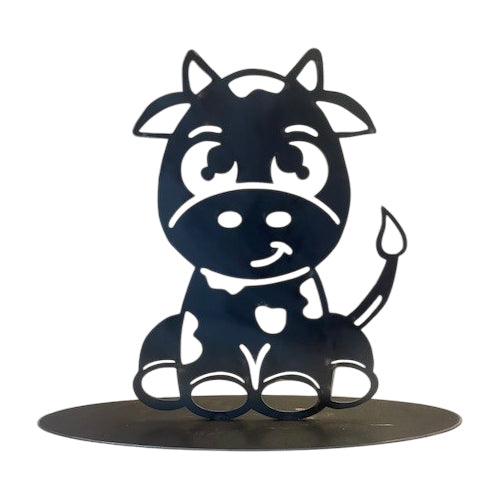 Baby Cow Cartoon Metal Art - Raw Finish