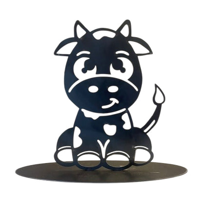 Baby Cow Cartoon Metal Art - Raw Finish