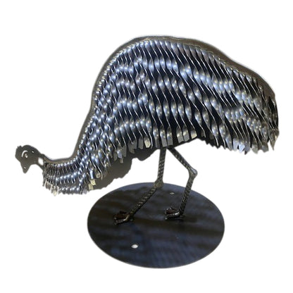 3D Metal Emu Feeding Sculpture - Metal Art - Raw Finish