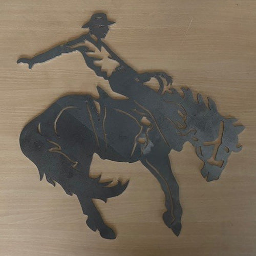 Rodeo Cowboy Wall Art – Raw Metal Finish