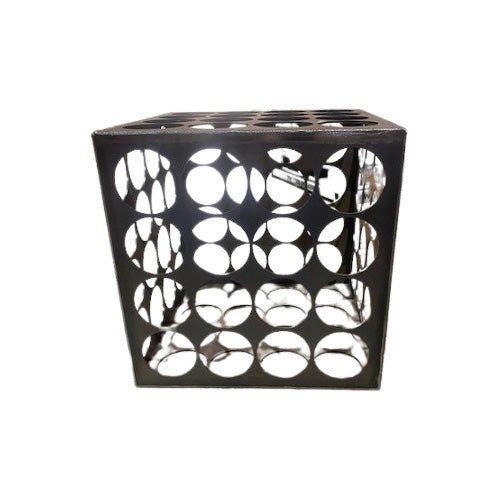 Geometric Cube Sculpture - Circle Design - Raw Finish