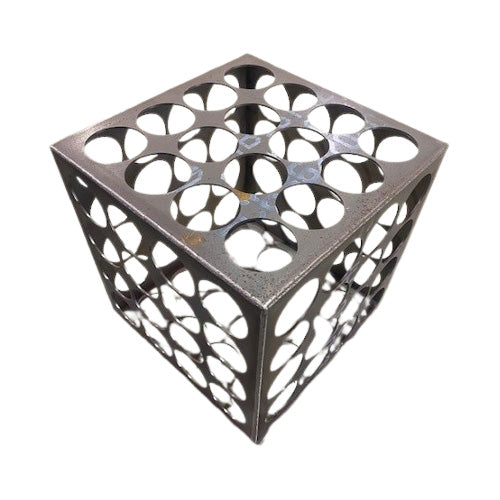 Geometric Cube Sculpture - Circle Design - Raw Finish
