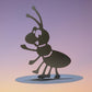 Ant on Oval Base - Metal Art - Raw Finish with background