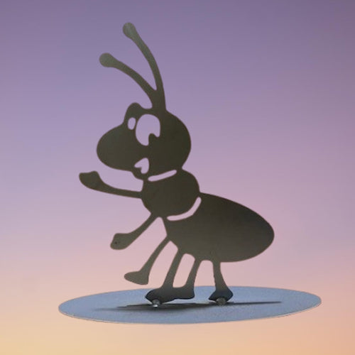 Ant on Oval Base - Metal Art - Raw Finish with background