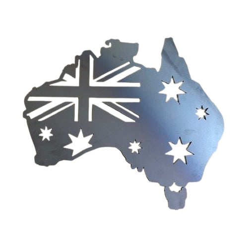 Australia-shaped Australian Flag Design - Metal Art - Raw Finish