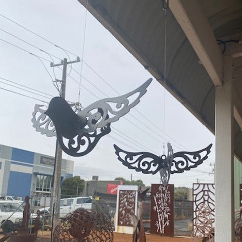 Iron Dove with Decorative Wings - Raw Finish