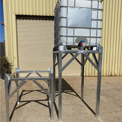 1000L IBC Tank Stand - Heavy Duty Hot Dipped Galvanised Steel Frame - Certified with WLL - Two Sizes