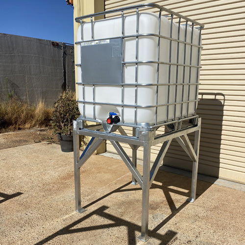 1000L IBC Tank Stand - Heavy Duty Hot Dipped Galvanised Steel Frame - Certified with WLL - 1m High with IBC Angle