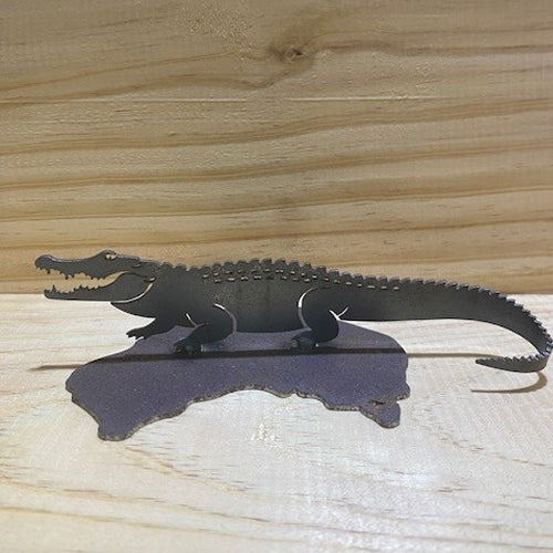 Aussie Souvenir Series - Australia Map Animal Sculptures - Miniature Metal Art Crocodile
