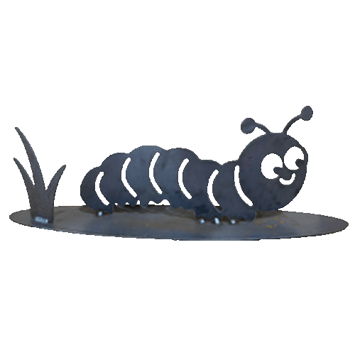 Caterpillar on Oval Base Medium - Metal Art Raw Finish