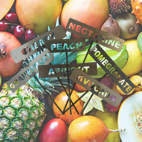 Garden Bed Signs Rusty - Fruit Trees Multiple
