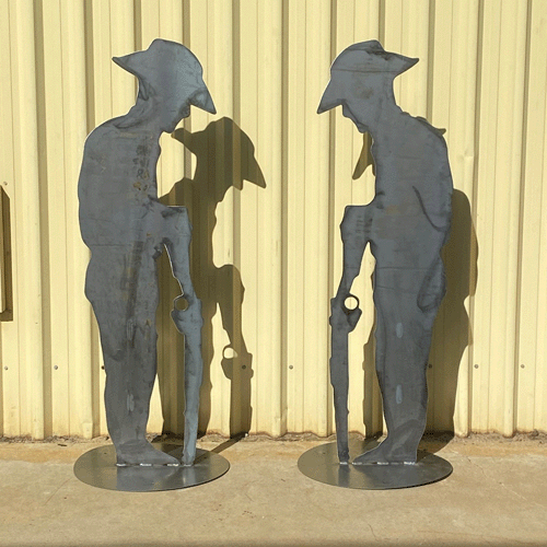 Giant Soldier Silhouette withe Rifle on Base - 1600mm High - Raw Finish - Metal Art 