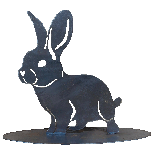 Rabbit on Oval Base Medium - Metal Art - Raw Finish – Austech Illusions