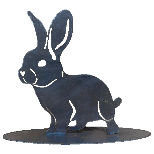 Rabbit on Oval Base Medium - Metal Art - Raw Finish