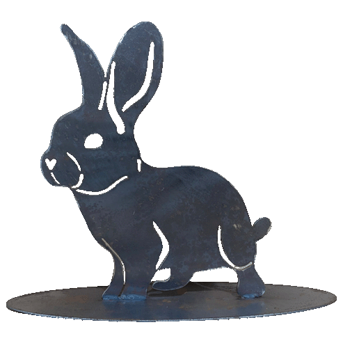 Rabbit on Oval Base Medium - Metal Art - Raw Finish – Austech Illusions