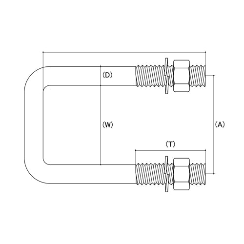 Trailer axle U-bolts galvanised steel Size Diagram