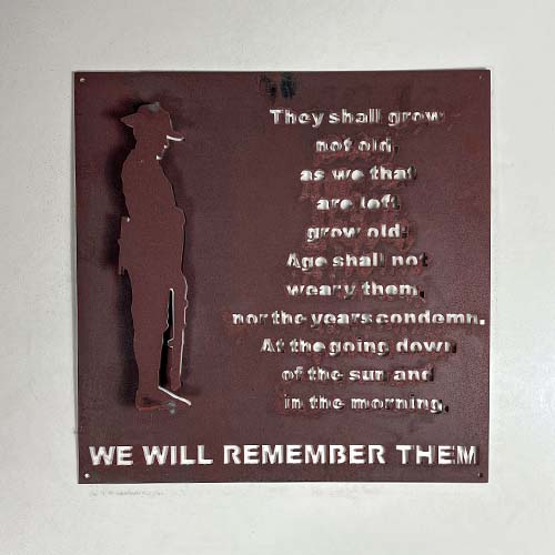 ANZAC Ode Poem with 3d Soldier Wall Art Raw Finish