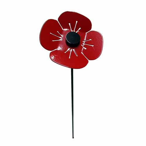 Flower - Poppy on Stake - Red and Black