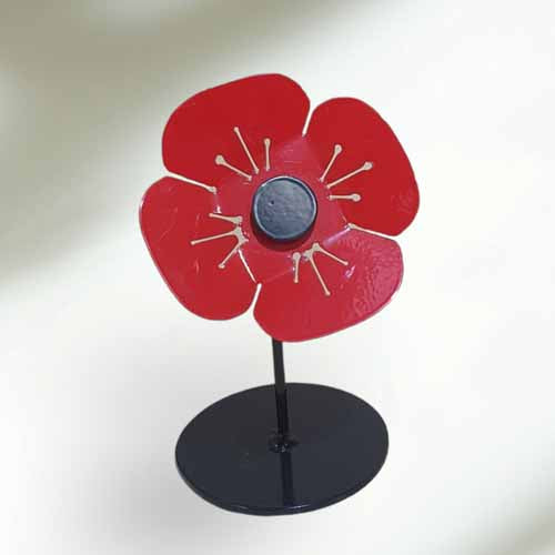 Led Poppy Base Flower - Red Poppy on Base - Metal Art - Small 100mm Wide – Austech ...