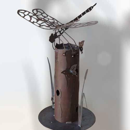 Dragonfly on Log with Base Small