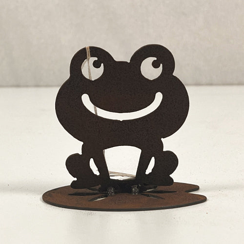 Frog Cartoon on Lilypad Base - Metal Art