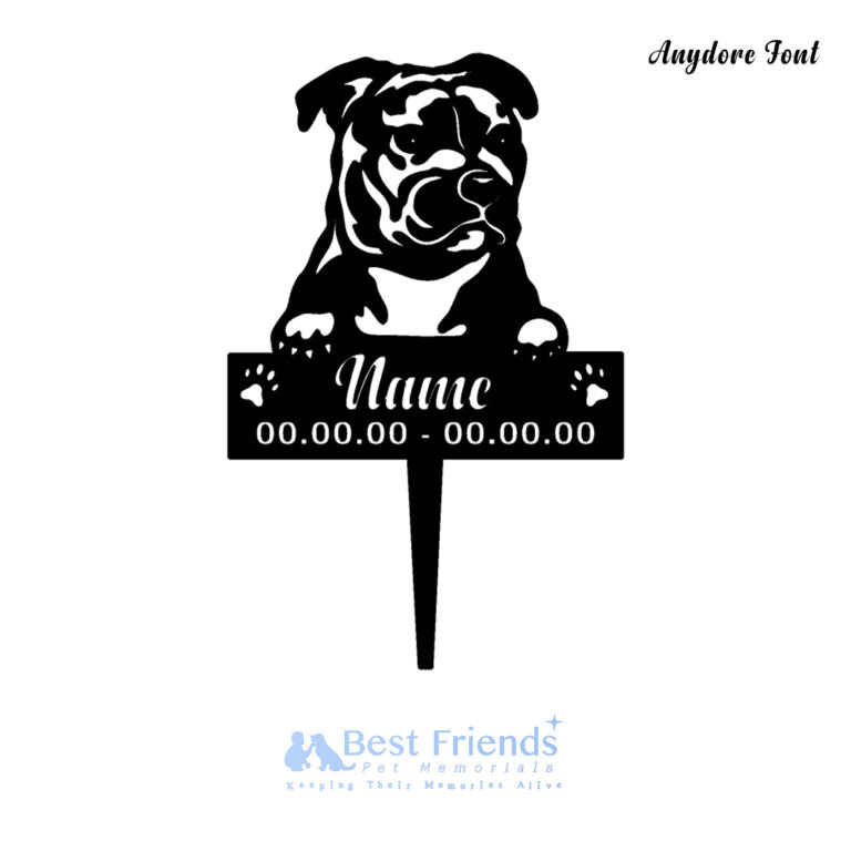 Staffy Metal Pet Memorial Garden Stake
