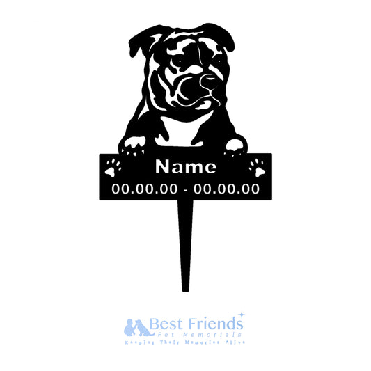 Staffy Metal Pet Memorial Garden Stake