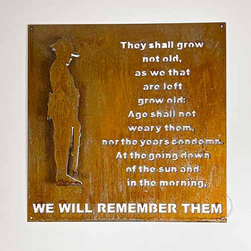 Anzac Ode Poem with 3D Soldier Wall Art Raw Finish