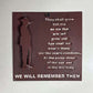 Anzac Ode Poem with 3D Soldier Wall Art Black Powder Coat