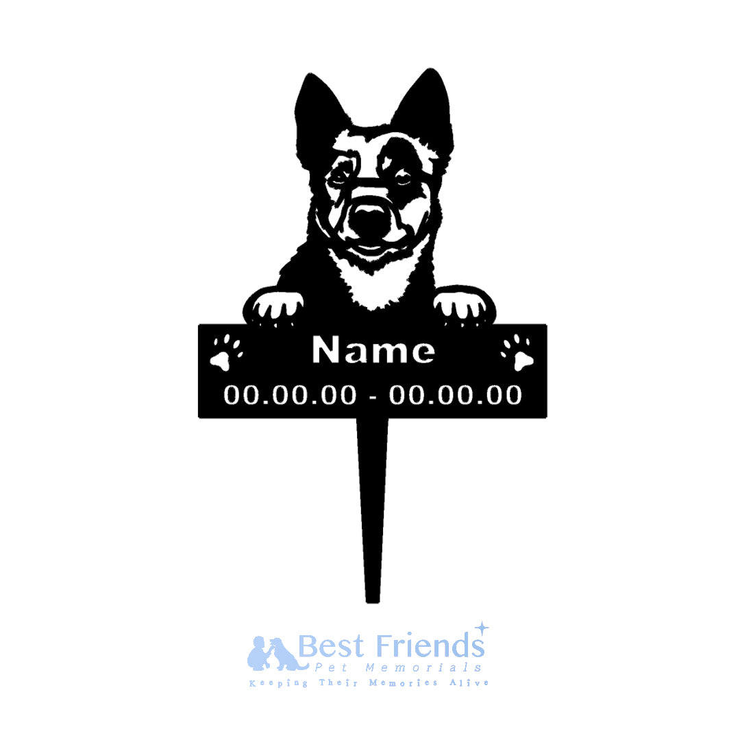 Blue Heeler Metal Pet Memorial Garden Stake