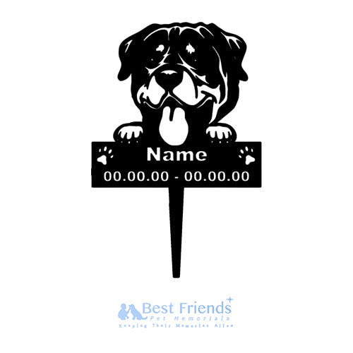 Rottweiler Metal Pet Memorial Garden Stake